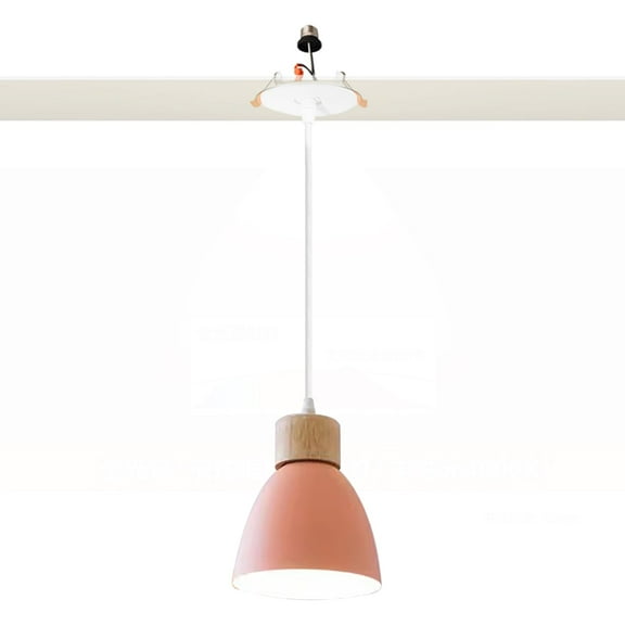 Kiven Modern Can Lights Retrofit Recessed Lighting with E26 Power Outlet Adapter, 4/5 Inch Replacement Conversion Kit, Farmhouse Pendant Lighting Fixture for Hallway Kitchen,1 Light,Pink