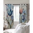 thumbnail image 4 of Colorful Tulips Blackout Curtains for Bedroom Living Room Darkening Curtains 90 Inch Spring Pastoral Flowers Retro Butterfly Black Out Window Curtain Privacy Window Treatment Grommet Drapes 52"x90"x2, 4 of 9