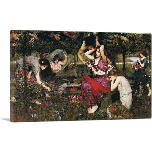 ARTCANVAS Flora and the Zephyrs 1897 Canvas Art Print by John William Waterhouse - Size: 26" x 18" (0.75" Deep)