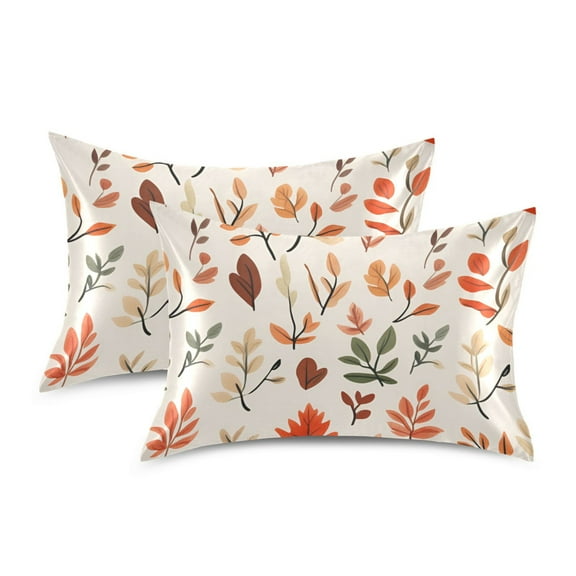Yayeee Pillowcase Standard Size Set of 2 Satin Wrinkle Resistant Pillow Case, Autumn Leaves