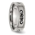 thumbnail image 2 of Auriga Fine Jewelry Stainless Steel Brushed w/Black Rubber Design 7 mm Ridged Edge Band for Women Size 7.5, 2 of 6
