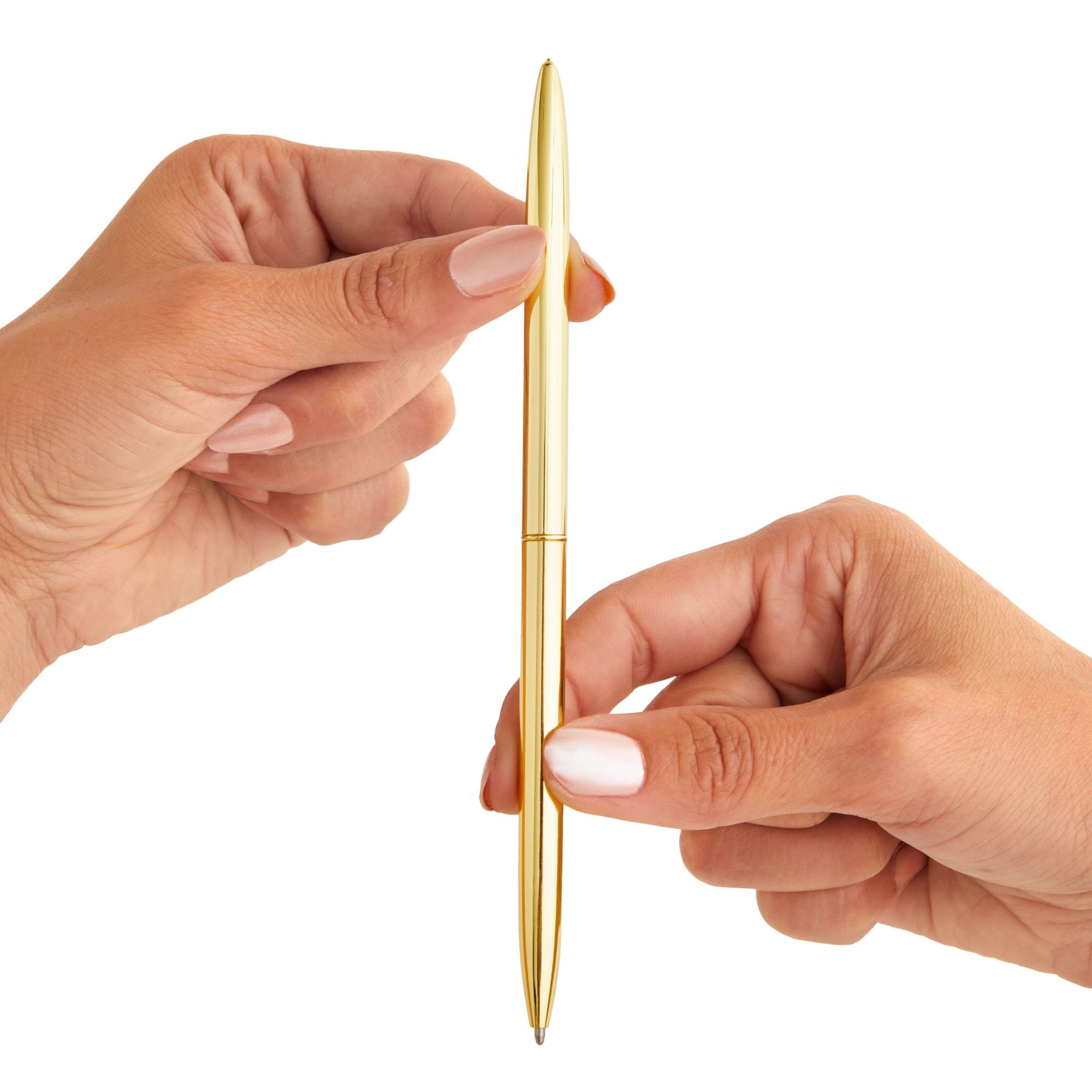Unibene 12 Pack Ballpoint Pens-Gold, Slim Mentallic Retractable Lightweight Gold Pens Set Nice Gift for Wedding Business Office Students Teachers