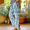 thumbnail image 3 of HomeGardon,Linen Pants Women Women's Printed Rolled Casual Pocket Straight Leg Pants,L-XXXXL, 3 of 5