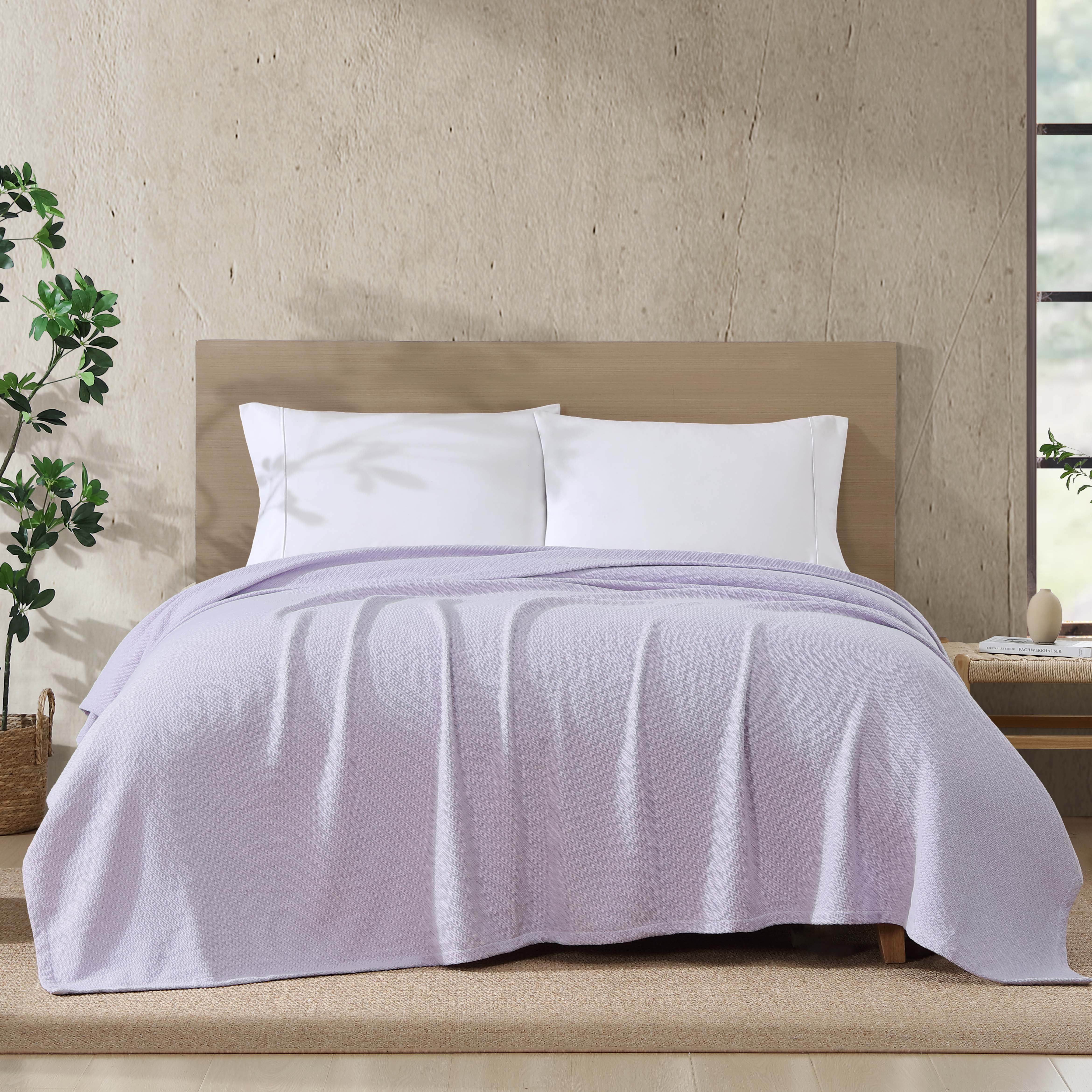 Beatrice Home Fashions, GOTS Organic Cotton Blanket, Full/Queen, Orchid