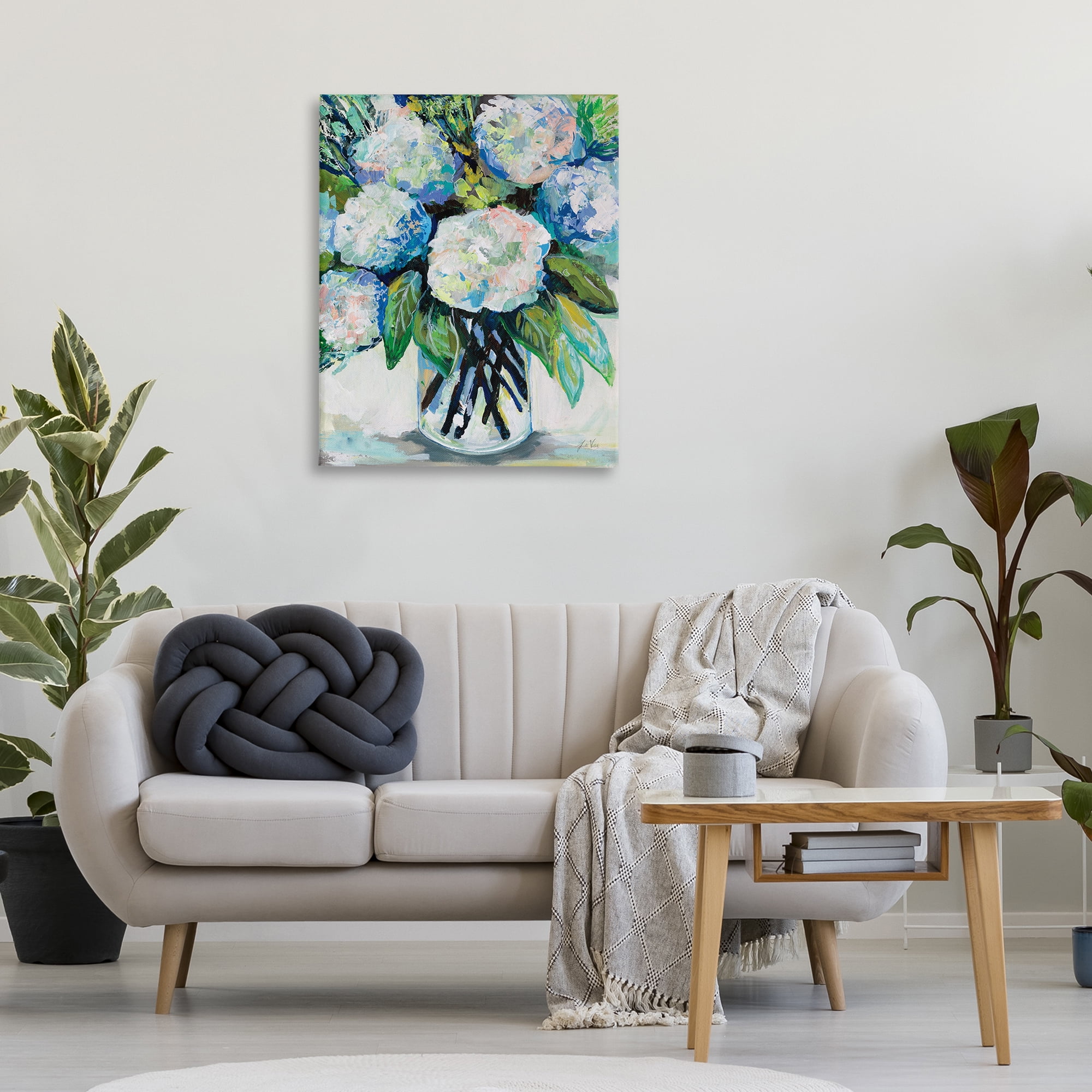 Stupell Industries Abundant White Hydrangeas Botanical & Floral Painting Gallery Wrapped Canvas Art Print Wall Art, 30 x 40