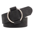 thumbnail image 1 of Cinturón de piel sintética para mujer, informal, ajustable, suave, con hebilla circular de aleación Negro Redondo 105cm, 1 of 9