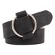 thumbnail image 1 of Cinturón de piel sintética para mujer, informal, ajustable, suave, con hebilla circular de aleación Negro Redondo 105cm, 1 of 9