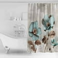 thumbnail image 4 of Tulip Flower Shower Curtains for Bathroom Waterproof Fabric Bath Curtains Decor Bath Tub Curtain Teal Brown Vintage Floral Plant Botanical Decorative Shower Curtain Sets with 12 Hooks, 72x72 Inch, 4 of 6