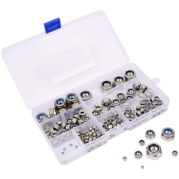 Tuercas De Bloqueo Hexagonales De Nylon Y Acero Inoxidable 304 - Varias Medidas M2 A M10