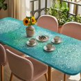 thumbnail image 3 of Turquoise Boho Table Cloths for 8 Foot Rectangle Tables, Oriental Abstract Motifs Traditional Bohemian Patio Waterproof Elastic Fitted Tablecloths, Washable Rectangular Table Cover for Camping, 3 of 8