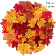 Ayieyill 450 Pcs Artificial Fall Leaves Decoration,Fake Fall Leaves for Halloween Fall Decor Party Festival Thanksgiving Table Decorations(9 Colors)