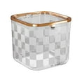 thumbnail image 2 of AuroraX Non-Slip Base Desk Trash Can with Lid Gray 2.6L Rectangle Small Plaid Garbage Can with Removable Liner Ring Modern Plastic Transparent Garbage Bin for Home Bathroom, 2 of 6