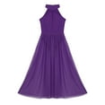 thumbnail image 3 of ZDHoor Girls Mock-Neck Lyrical Dance Dress Cutout Back Leotard Sheer Mesh Skirt Dancing Costumes Purple 12, 3 of 7