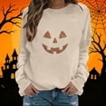 thumbnail image 3 of Dpjklzsn Women’s Halloween Pumpkin Sweatshirt, Glitter Jack O Lantern Graphic Crewneck Pullover, Long Sleeve Fall Casual Sweatshirt Top, 3 of 6