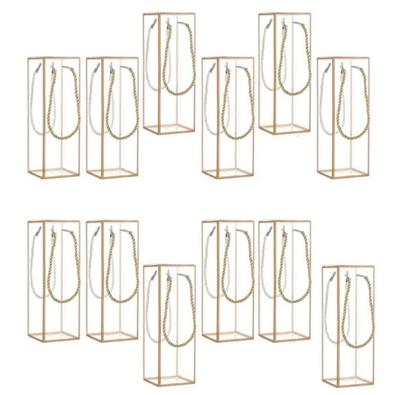 HONCLL Pack Of 12 Elegant Clear Plastic Gift Boxes With Elegant Gold Border Perfect For Weddings And Celebration