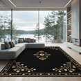 thumbnail image 2 of ODIKA 8'x10' Washable Area Rug Black Beige Floral Elegance with Classic Border Ornate Motifs and Symmetrical Design for King Size Bedroom Under Bed, Master Suite, Non-Shedding, Easy Care, 2 of 7