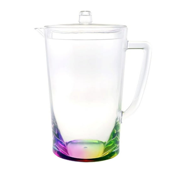 HomeRoots 2.75 Quart Clear And Rainbow Acrylic Pitcher