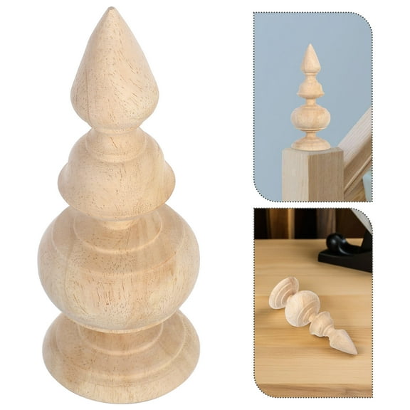 HOOWIFFY Solid Wood Decorative Finials for Staircase Posts and Bedposts Unfinished Wood