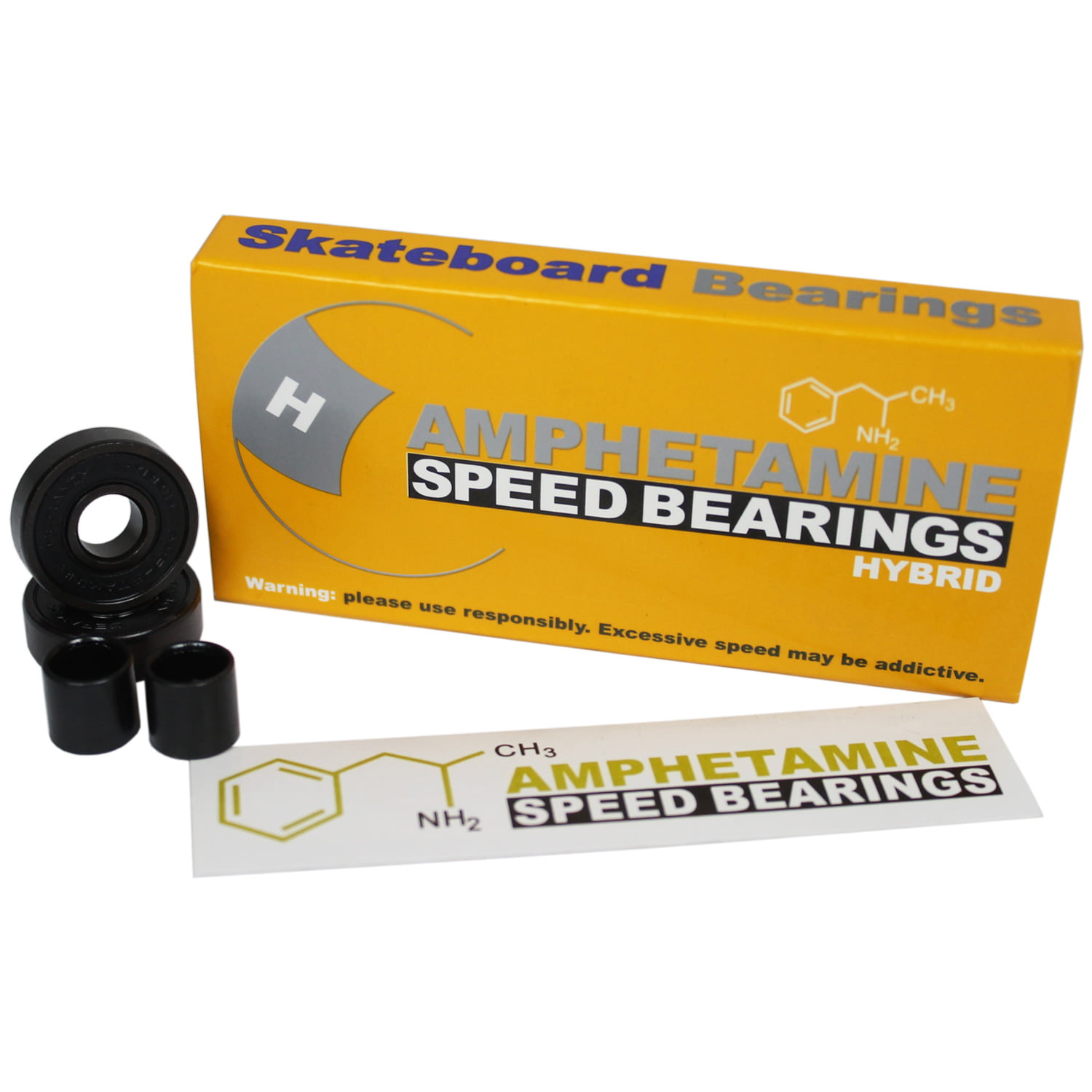 Amphetamine Skateboard Longboard Speed Bearings Set of 4 Pre-Lubricated Ceramic 