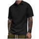 thumbnail image 1 of Camisa Elvqul para Hombre de Color Sólido Manga Corta Economicas Negro Polo con Solapa, 1 of 3