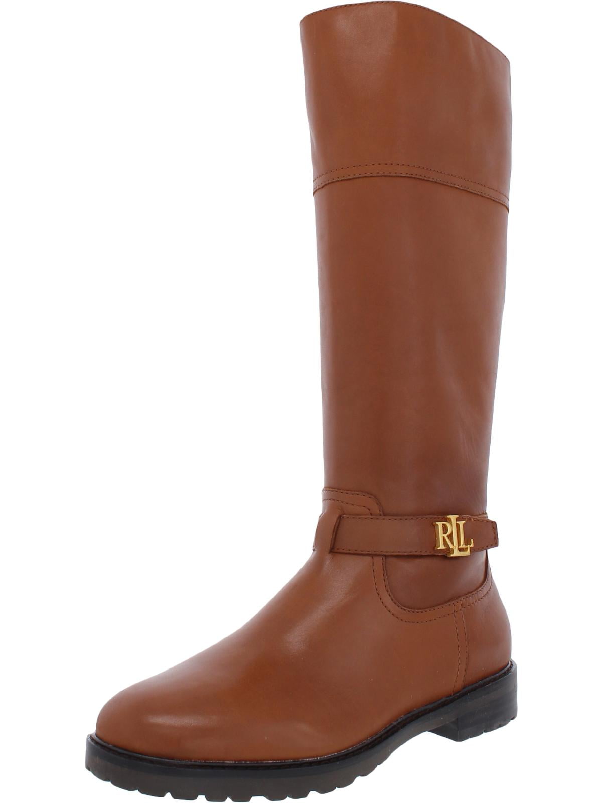 Lauren Ralph Lauren Womens Everly Leather Mid-Calf Boots Tan 8 Medium ...