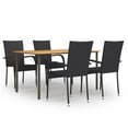 thumbnail image 1 of vidaXL 5 Piece Garden Dining Set Poly Rattan Black, 1 of 7
