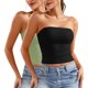 thumbnail image 1 of Blusa informal de verano sin tirantes de color liso para mujer, 2 piezas, de poliéster, 1 of 8