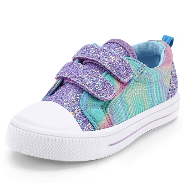 Kushyshoo Purple Glitter Toddler Shoes Kids Sneakers with Cartoon