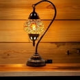 thumbnail image 4 of SILVERFEVER Turkish Moroccan Mosaic Table Lamp - Handmade Swan Neck Tiffany Glass Table Bedside Lamps w Bronze Base14.5 LED Bulb Included Ember Flower, 4 of 6