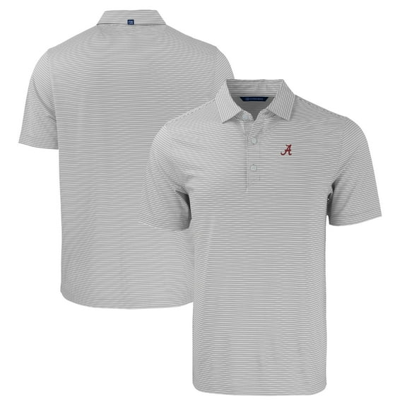 Men's Cutter & Buck  Gray/White Alabama Crimson Tide Forge Eco Double Stripe Stretch Recycled Polo
