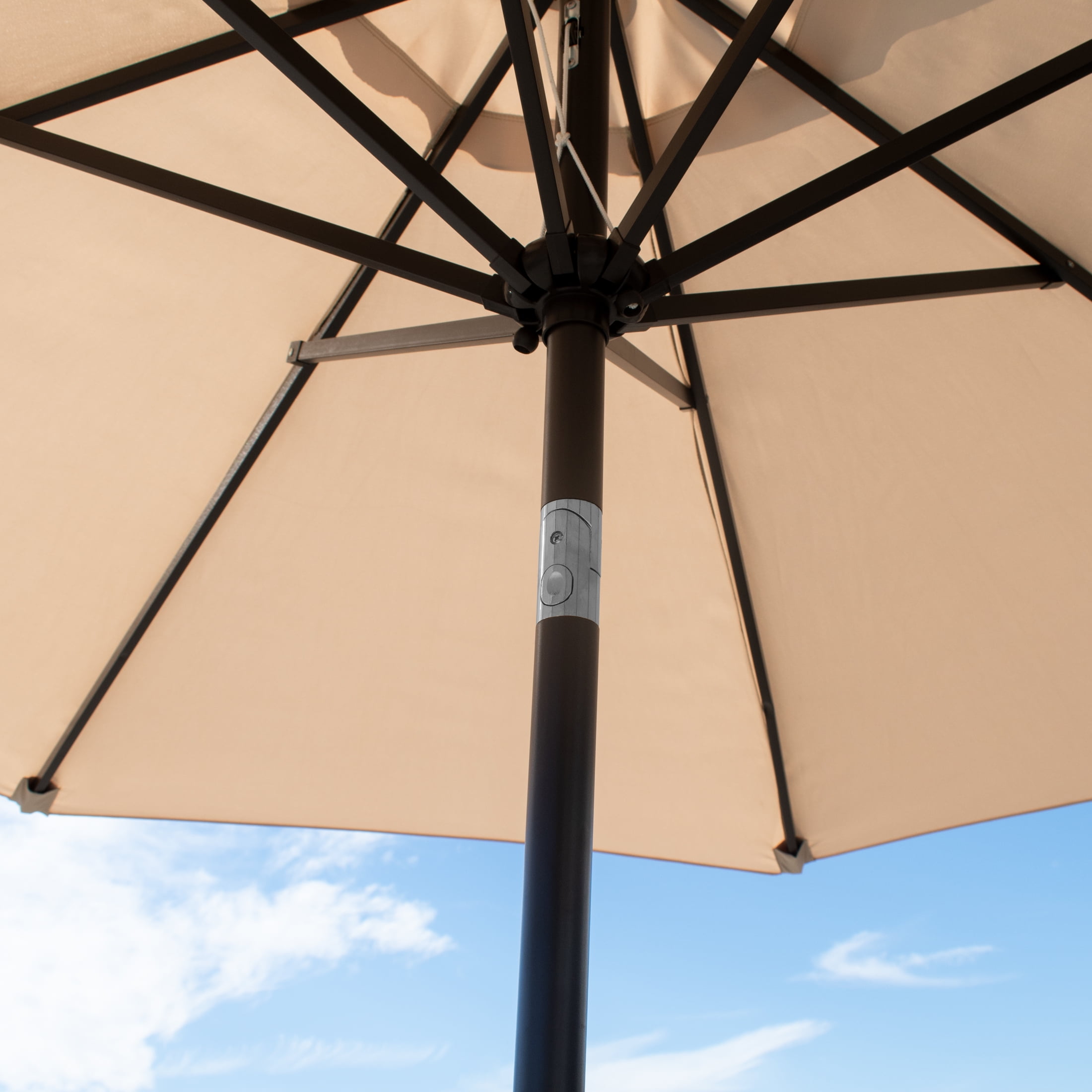 GARDEN 9 Ft Patio Umbrellas w/ Black Round Base Included for Outdoor Shade, Beige