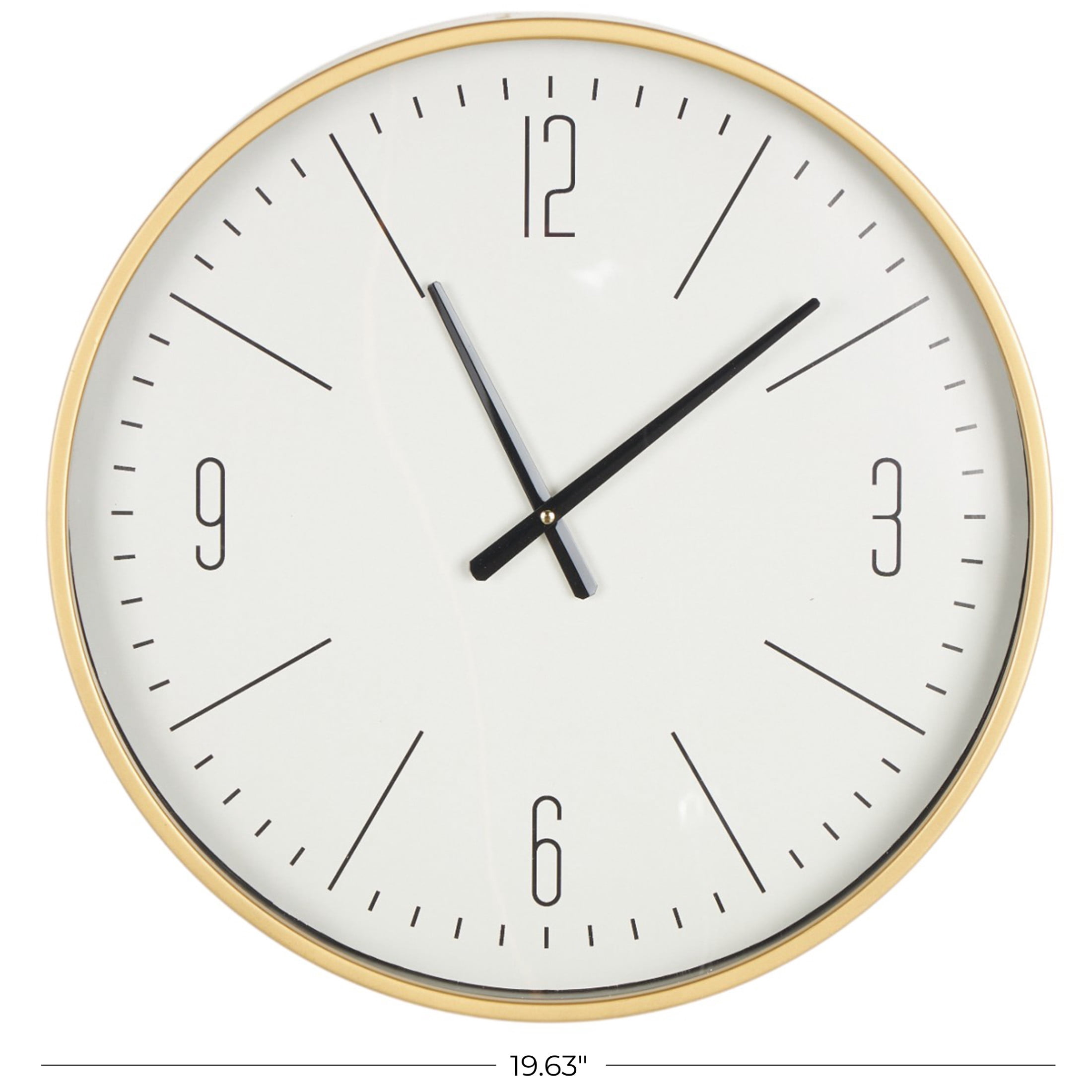 DecMode 20" Gold Glass Wall Clock with White Face