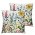 thumbnail image 2 of JRXY  Pink Wildflowers Spring Throw Pillow Cover, 2pcs Spring Flower Cushion Case for Sofa Couch White, 2 of 6