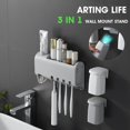 thumbnail image 5 of Self Adhesive 3 In 1 Automatic Toothpaste Dispenser Toothbrush Storage Rack Holder Home Bathroom Set, 5 of 9
