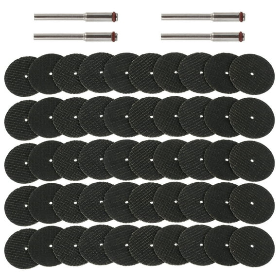 NUAHRHY 54Pcs Dremel Rotary Abrasive Cutting Tool 32mm Resin Cutting Disc Grinding Wheel with 4 Mandrels Shank Kit