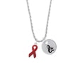 thumbnail image 2 of Delight Jewelry Silvertone Red Ribbon Silvertone Script Initial Disc - & - Charm Necklace, 20"+3", 2 of 4