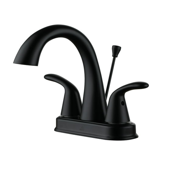 CASAINC 4 in. Center Set Double Handle Bathroom Faucet with Pop-up Drain in Matte Black