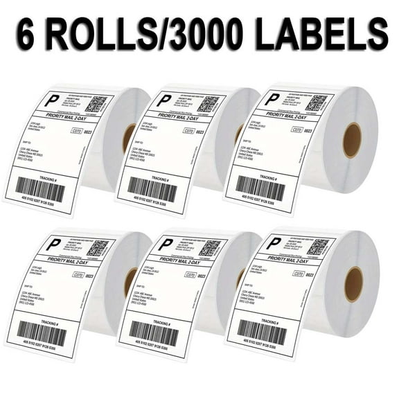 NICWELS Bulk 3,000 labels - 4x6" 500 Labels/ Roll Direct Thermal Shipping Labels Self-Adhesive