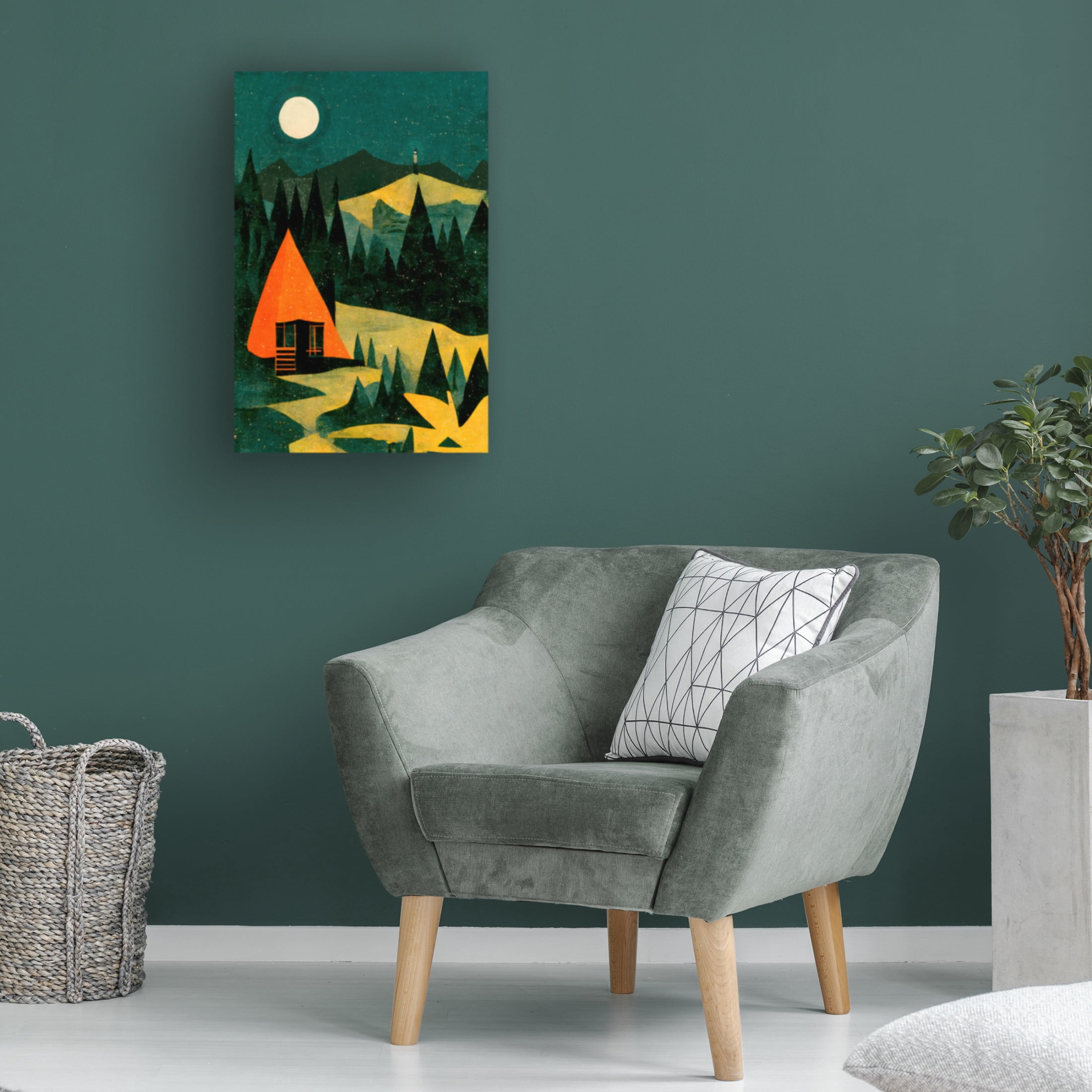 Canvas Wall Art - Treechild 'Cabin In The Forest' Wall Art for Living Room, Bedroom, or Office D?cor by Trademark Fine Art - 22 x 32 Inches