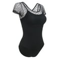 thumbnail image 5 of IBTOM CASTLE Women Gymnastics Leotard Adult Short Sleeve Floral Lace Print Backless Bodysuit Ballet Dance Wear XXL Black - Mesh Heart, 5 of 8