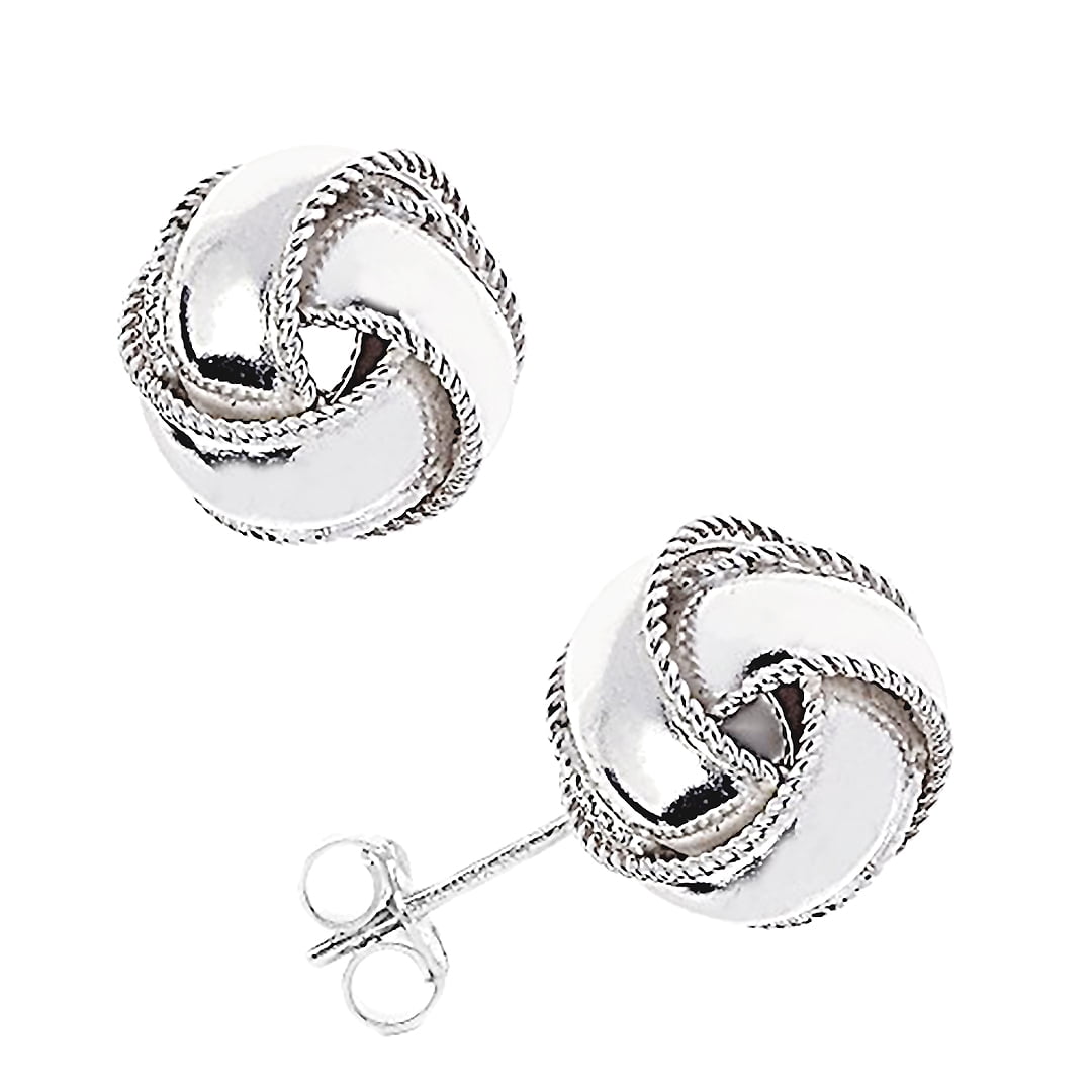Ritastephens Love Knot Stud Earrings 7mm for Women Sterling Silver 925