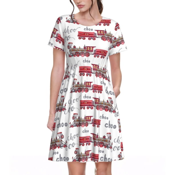 Balery Retro Train Vestidos sueltos de manga corta para mujer, vestidos de verano 2025, vestidos casuales de corte A con vuelo.