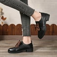 thumbnail image 3 of Black Women Casual Middle Heel Leather Shoes Solid Color Comfortable Pu Upper, 3 of 8