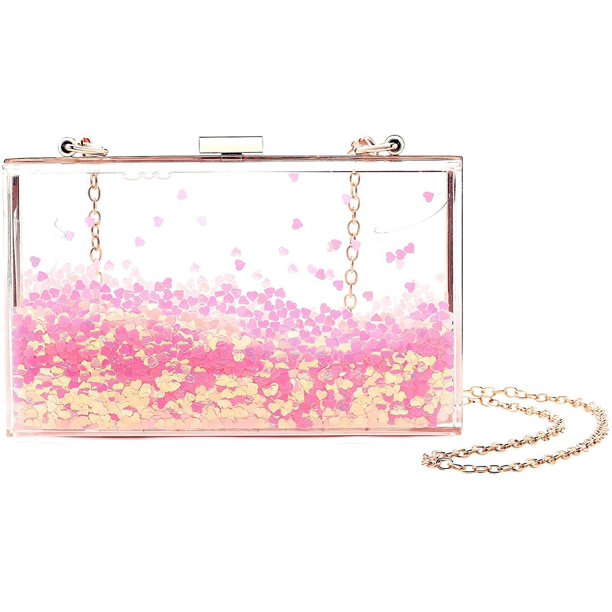 Bolso de noche con lentejuelas Transparentes Adepaton HMHZ855-1