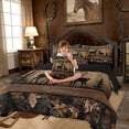 thumbnail image 5 of Erosebridal Rustic Cabin Bedding Sets 7 Piece Camo Hunting Deer Comforter Set King Farmhouse Woodland Animal Bed In A Bag Teen Men,Tree Camouflage Wildlife Sheet Set With Comforter, 5 of 7