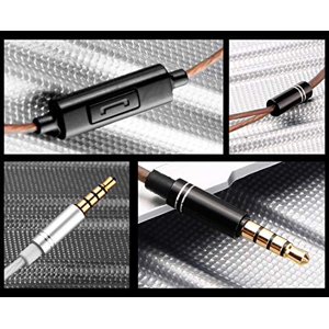F6 Dual Dynamic Driver Ecouteurs Son équilibré pour la musique, avec Mic et en ligne contrôle-noir