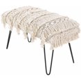 thumbnail image 3 of Hauteloom Tugbong Entrway Bench, Bedroom Bench - Cotton - Cream, White, Off White - Tassel - 18" x 32" x 16", 3 of 10