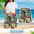 thumbnail image 2 of Bermuda Shorts for Women Casual Summer Comfy Beach Elastic Waist Floral Print Loose High Waisted Short with Pockets S-3XL, 2 of 8
