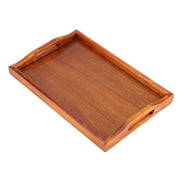 Delaman Wooden Serving Tray Large with Handles Homes & Gardens for Tea Water Drinks Breakfast Food  (Brown, Rectangle)