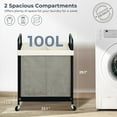 thumbnail image 6 of Laundry Hamper 2 Section, 100L Rolling Laundry Sorter Cart with Removable and Washable Liner Bag, Rolling Clothes Hamper with Metal Handle for Laundry Room and Bedroom, 6 of 12
